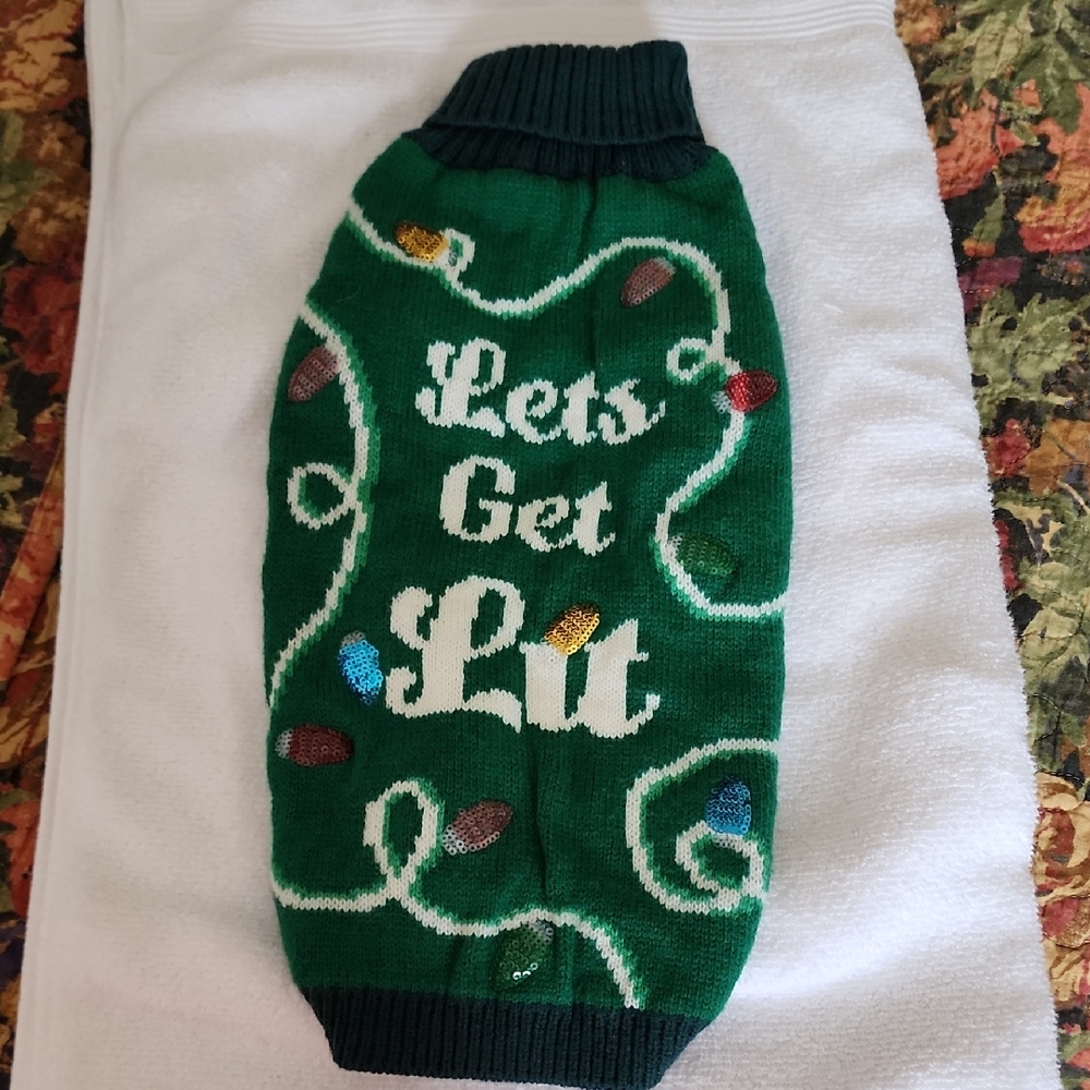 Green Holiday Dog Sweater